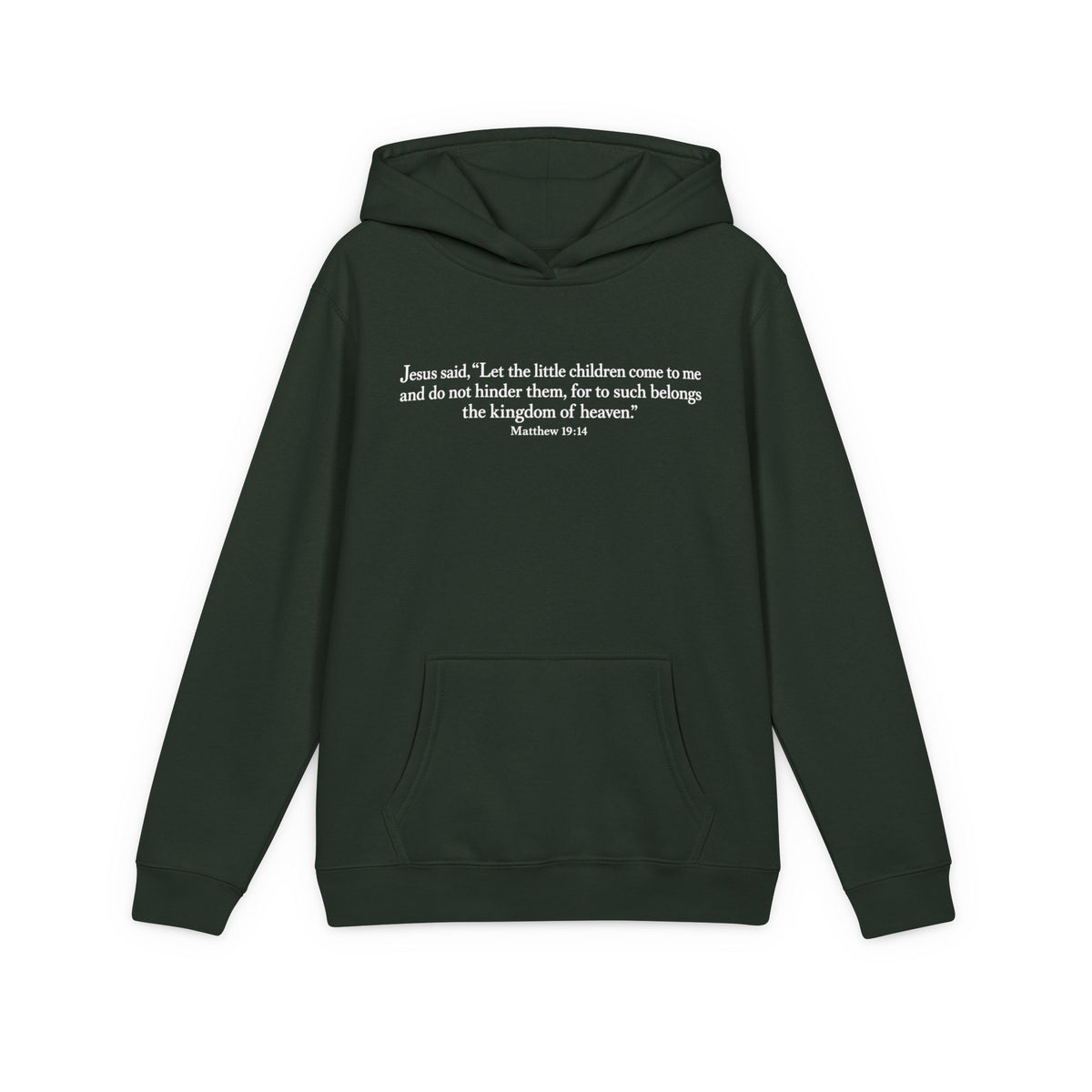 Youth Hoodie with Inspirational Matthew 19:14 Bible Verse